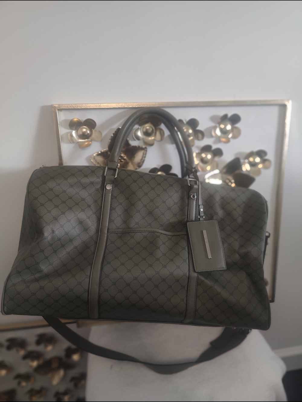 Steve Madden Olive GG Pattern Travel Duffle Bag